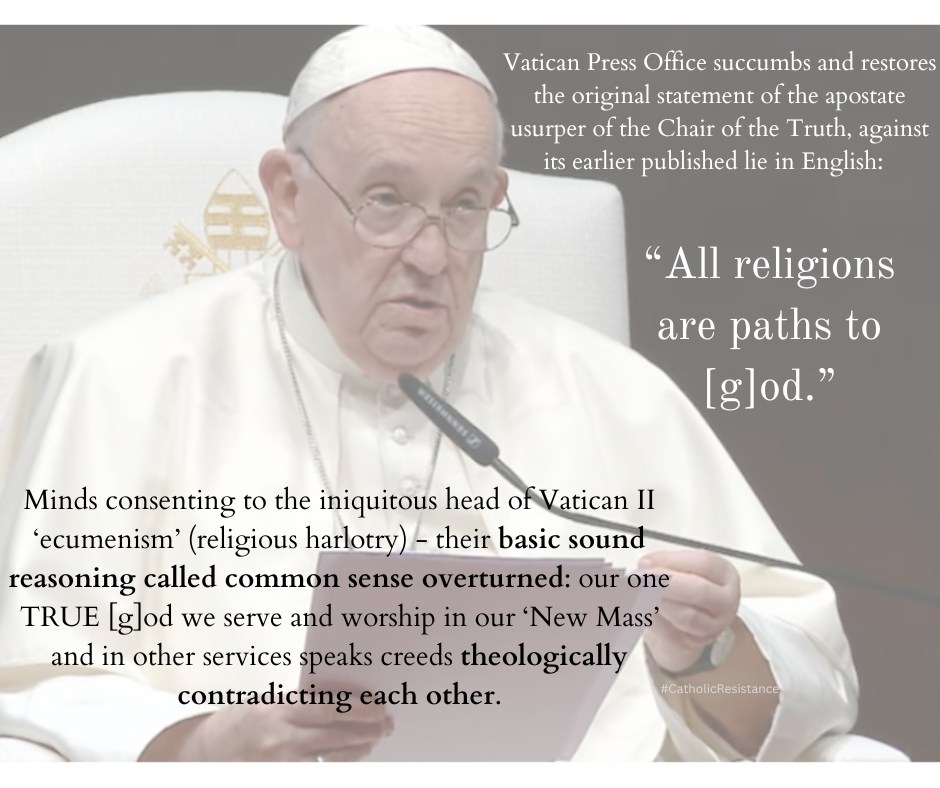 Promoting Vatican II ecumenism of religious harlotry in Singapore, makes plain the New disOrder of Mass: his worship of his ecumenical idol.